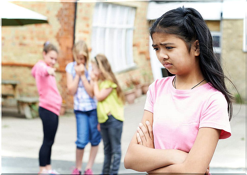 Sad girl at school.