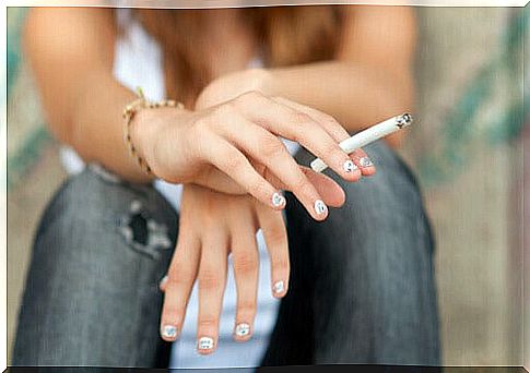 woman smoking tobacco