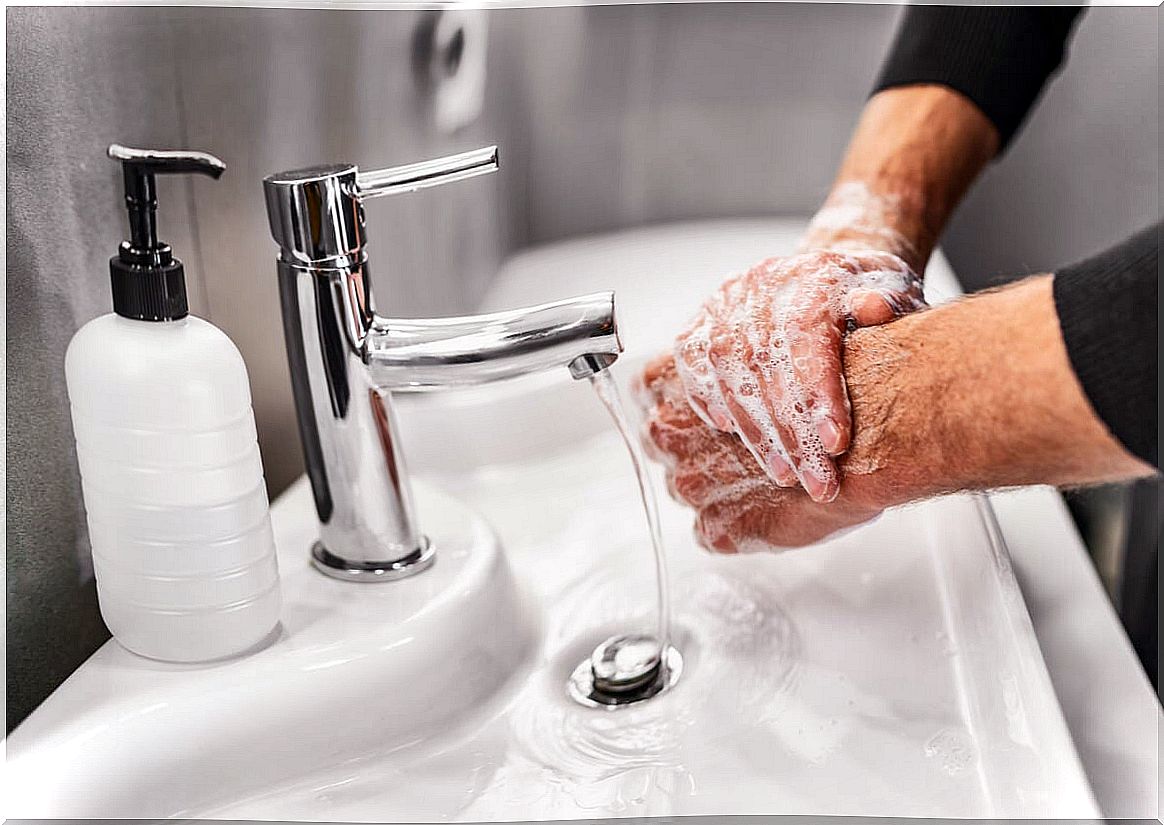 Hand washing is the best option.