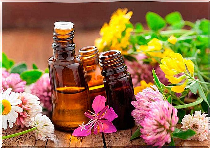 Bottles of natural oils